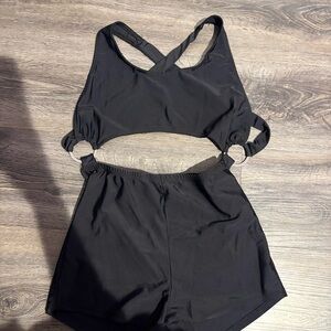 Elegant Black Women's Ring Detail Jumpsuit